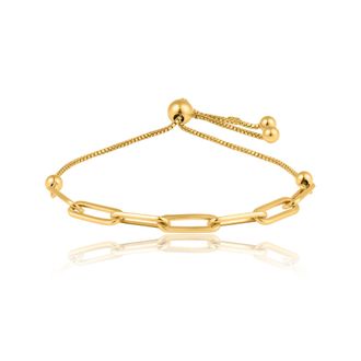 MAX + STONE Gold Plated or 925 Sterling Silver Paperclip Bracelet with Bolo Clasp