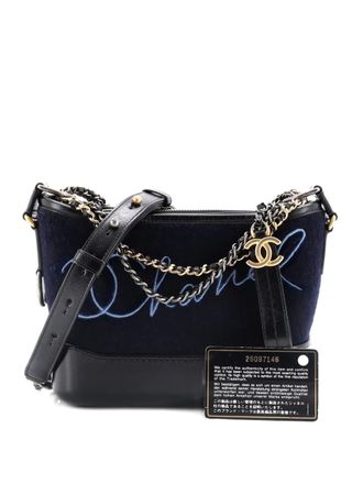 Chanel Paris-Hamburg Gabrielle Embroidered Wool and Calfskin Small hobo bag - Zwart
