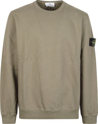 Stone Island Minimalist Olive Cotton Sweatshirt