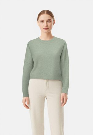 Only Strickpullover ONLY ONLRENE LIFE LS O-NECK CC KNT, Damen, Gr. XL, desert sage detail:melange, Strick, Obermaterial: 65% Polyester, 13% Nylon, 13% Poly