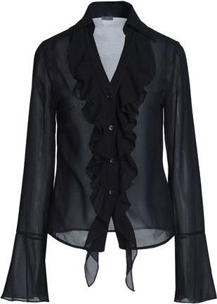 8 by YOOX RUFFLED L/SLEEVE BLOUSE