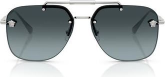 Versace 60mm Square Sunglasses in Silver /Blue Gradient Grey at Nordstrom