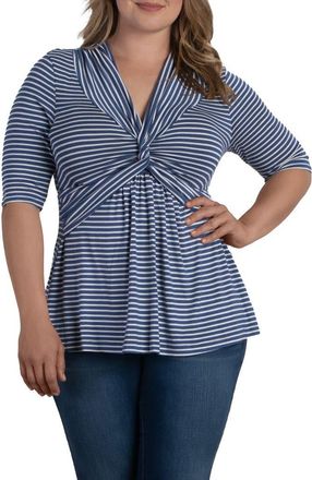 Kiyonna Ashton Twist Top in Blue Moon Stripes at Nordstrom, Size 0X
