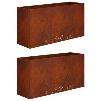 vidaXL Macetero De Jard&iacute;n 2 Uds. Oxidado 100 X 20 X 49 Cm Vidaxl