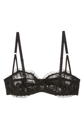 Fleur du Mal Mila Lace Underwire Balconette Bra in Black at Nordstrom, Size 32Dd