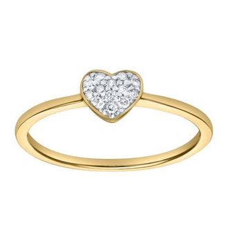 LuvMyJewelry Thea Diamond Pave Heart Ring in 14K Gold - 0.09 ct in 14K Yellow Gold at Nordstrom, Size 5.5