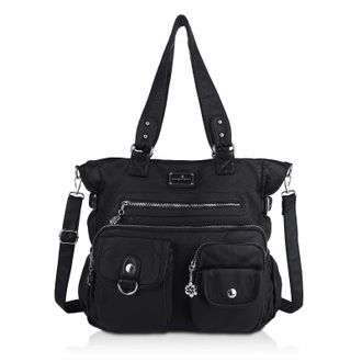Angel Kiss Purses and Handbag for Women Soft PU Leather Shoulder Handbag Women Tote Satchel Bags Top Handle Satchel, Black, One Size