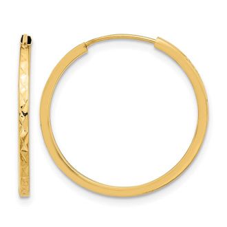 Diamond2Deal 14K Yellow Gold 1.50mm Diamond-cut Endless Hoop Earrings