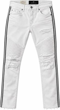 Jordan Craig Mens Distressed Jeans In White With Black Stripe