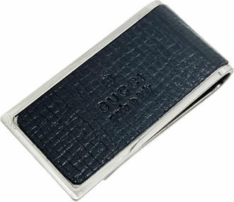 Gucci Black Leather Metal Money Clip (Pre-Owned)