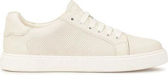 Kazar Comfortabele herensneakers met geperforeerd bovendeel - Heren - Sneakers - Wit - 45 EU - Leer - Schoenen