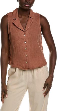 Bella Dahl Sleeveless Notch Collar Button Down Linen Shirt