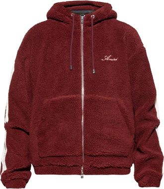 Amiri Felpa con dettagli ossa, zip e cappuccio - Rosso