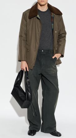 Maison Margiela Jacket With Fur Collar, Mens, Green