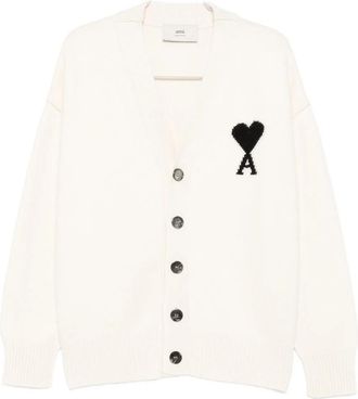 Ami Ami De Coeur Monogram Wool Cardigan