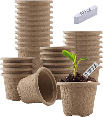 OEM 30 Bandejas De Cultivo, Peque&ntilde;as Bandejas Ecol&oacute;gicas De Fibra, Aptas Para El Cultivo De Plantas, Semillas, Flores, Hortalizas Y Frutas