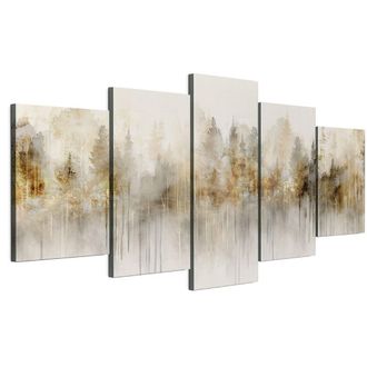 OEM Quadro Su Tela Italiana 100 X 50 Cm Pentattico - Stile Boho - Natura Quadro Su Tela Italiana 200 X 100 Cm Pentattico - Stile Boho - Natura