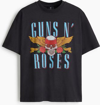 H&M T-Shirt Oversized Fit - Schwarz