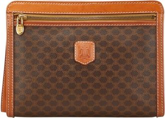 Celine Brown Pvc Leather Clutch Bag (Pre-Owned)