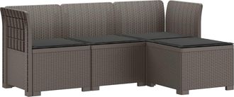 vidaXL Sof&aacute; De Jard&iacute;n Para 4 Personas Con Cojines Y Dise&ntilde;o De Rattan Vidaxl