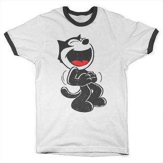 Felix The Cat Officially Licensed Hand Drawn Mens T-Shirt (White-Black), Medium