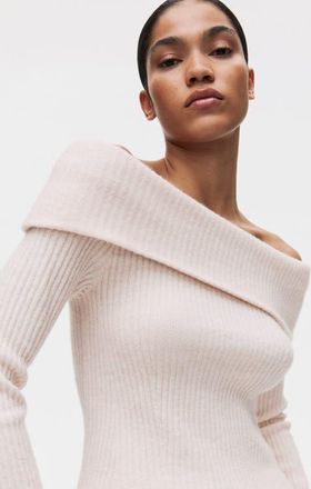H&M Rib-knit Off-the-shoulder Top in Pale Pink at Nordstrom, Size Xx-Large