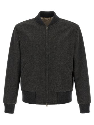 Lardini Gray Virgin Wool Mens Bomber