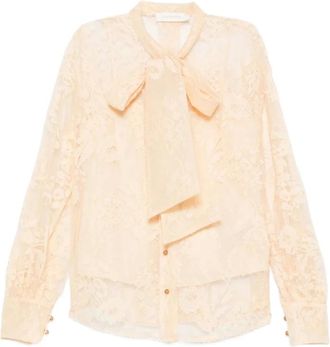 Zimmermann Overhemden, Dames, Roze, S, Katoen, Valiant Pussybow Blouse van Kant