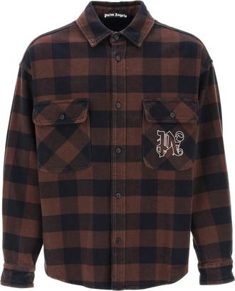 Palm Angels Flannel Overshirt With Check Motif