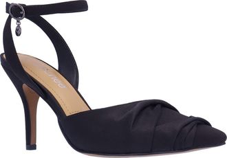J. Reneé Leander Ankle Strap Pointed Toe Pump in Black at Nordstrom, Size 6.5