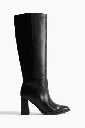 H&M Kniehohe Stiefel aus Leder - Schwarz