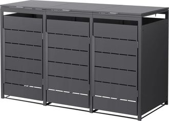 ML Design Cobertizo para ocultar 3 cubos de basura 240l antracita 196x80x120cm