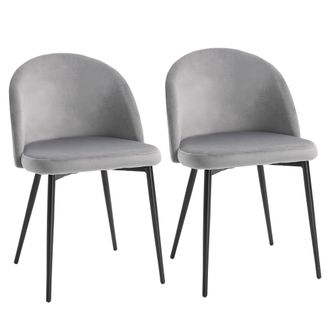 HOMCOM Modern Upholstered Fabric Bucket Seat Dining Chairs Set of 2 Grey | TJ Hughes