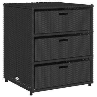 Berkfield Home Garden Storage Cabinet Black 55x59x69 cm Poly Rattan | Size: 55 x 59 x 69 cm