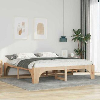 vidaXL Estructura De Cama Marr&oacute;n Madera Maciza De Pino Vidaxl