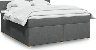 vidaXL Vidaxl - Cama Box Spring Con Colch&oacute;n Tela Gris Oscuro 180x200 Cm