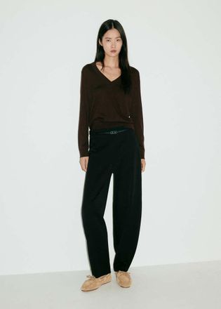 Mango Pantaloni balloon cintura fibbia nero - Donna - 38 - MANGO