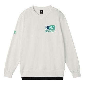 New Balance Casual Logo Sweatshirts Asia Sizing White AMT11314-WT