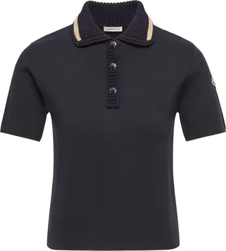 Moncler WOMENS KNITTED POLO SHIRT Size: L, colour: NAVY