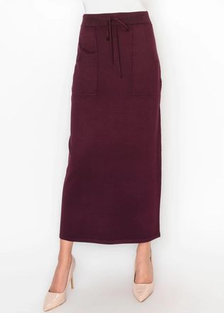 YAL New York Burgundy Knit Skirt with Drawstring Waist