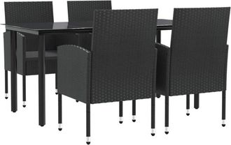 vidaXL Vidaxl - Juego De Comedor De Jard&iacute;n 5 Pzas Rat&aacute;n Sint&eacute;tico Y Acero Negro
