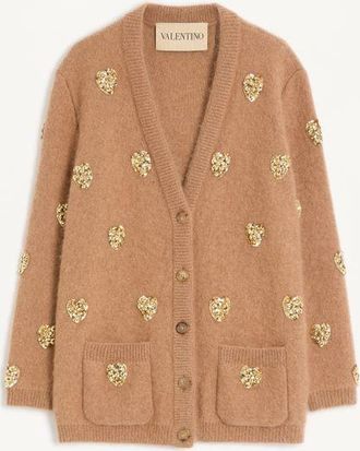 Valentino Cardigan Ricamato Donna CAMMELLO/ORO XS