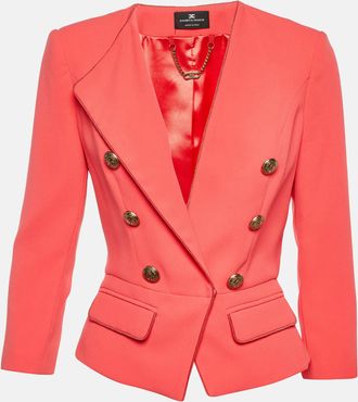 Elisabetta Franchi Coral Pink Crepe Peplum Short Jacket