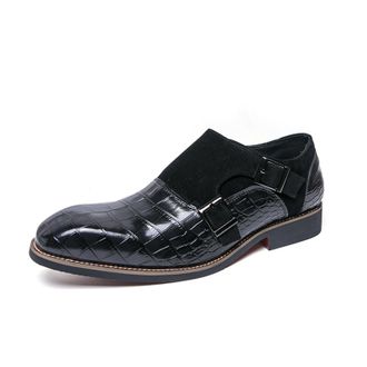 Generic Mens Double Monk Strap Slip on Loafer Leather Formal Business Casual Comfortable Dress Shoes for Men (Black,7.5)