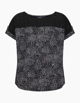 Regatta Womens Regatta Womens/Ladies Jaida Abstract Rolled Short Sleeves Shell Blouse - Black - Size: 10