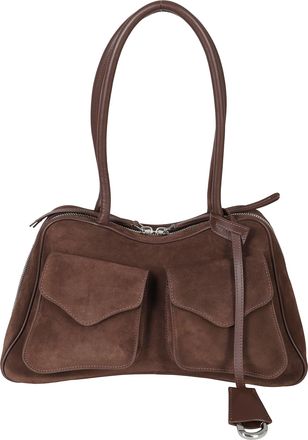 Francesco Biasia Sculpted Suede Shoulder Bag With Dual Top Handles