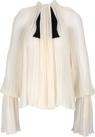 Elisabetta Franchi Pleated Voluminous Sleeve Bow Blouse