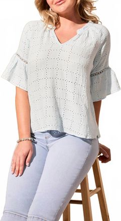 Tribal Gauze Eyelet Top In Water