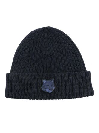 Maison Kitsun&eacute; Berretto Bold Fox Head a coste - Blu