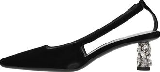 Tom Ford Schoenen, Dames, Zwart, 37 EU, Leer, Kristal-versierde fluwelen slingback pump